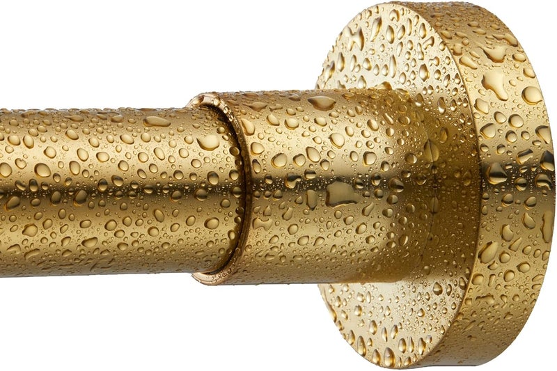 eboatop Shower Curtain Rod Tension- No Drill Non-Slip Spring Tension Shower Rod for Window or Bathroom, 43-73 inches Metal Steel, Gold - Image 2